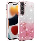 For Samsung Galaxy S23 5G Gradient Glitter Flower All-inclusive Phone Case(Pink) - 1