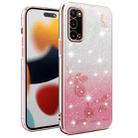 For Samsung Galaxy S20 Gradient Glitter Flower All-inclusive Phone Case(Pink) - 1