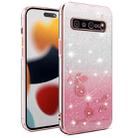 For Samsung Galaxy S10 5G Gradient Glitter Flower All-inclusive Phone Case(Pink) - 1