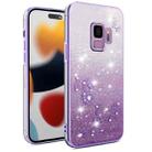 For Samsung Galaxy S9 Gradient Glitter Flower All-inclusive Phone Case(Purple) - 1
