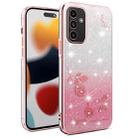 ForSamsung Galaxy A14 Gradient Glitter Flower All-inclusive Phone Case(Pink) - 1