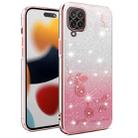 For Samsung Galaxy A12 Gradient Glitter Flower All-inclusive Phone Case(Pink) - 1