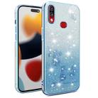 For Samsung Galaxy A10s Gradient Glitter Flower All-inclusive Phone Case(Blue) - 1