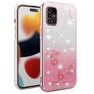 For Samsung Galaxy A51 4G Gradient Glitter Flower All-inclusive Phone Case(Pink) - 1