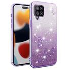 For Samsung Galaxy A42 Gradient Glitter Flower All-inclusive Phone Case(Purple) - 1
