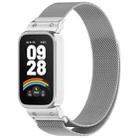 For Xiaomi Smart Band 9 Active Metal Frame Watch Case Integrated Milan Magnetic Steel Mesh Watch Band(Silver) - 1