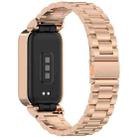 For Redmi Bnad 3 Metal Frame Watch Case Integrated Three Beads Stainless Steel Watch Band(Rose Gold) - 2