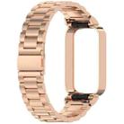 For Redmi Bnad 3 Metal Frame Watch Case Integrated Three Beads Stainless Steel Watch Band(Rose Gold) - 3