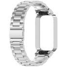 For Redmi Bnad 3 Metal Frame Watch Case Integrated Three Beads Stainless Steel Watch Band(Silver) - 3