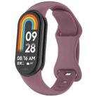 For Xiaomi Smart Band 9 Splayed Tail Reverse Buckle Silicone Watch Band(Smoke Purple) - 1