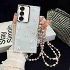 For Samsung Galaxy S24 FE 5G Little Fresh Bow Neck Chain TPU Phone Case(Pink) - 1