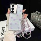 For Samsung Galaxy S24 FE 5G Little Fresh Bow Neck Chain TPU Phone Case(Purple) - 1
