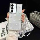 For Samsung Galaxy S24 5G Little Fresh Bow Neck Chain TPU Phone Case(White) - 1