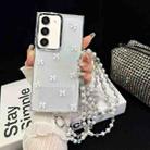 For Samsung Galaxy S23 5G Little Fresh Bow Neck Chain TPU Phone Case(White) - 1