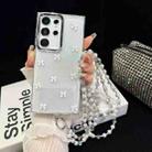 For Samsung Galaxy S22 Ultra 5G Little Fresh Bow Neck Chain TPU Phone Case(White) - 1