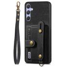 For Samsung Galaxy S25 5G Retro Cross Wristband Wallet Leather Back Phone Case(Black) - 2