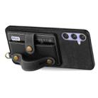 For Samsung Galaxy S25 5G Retro Cross Wristband Wallet Leather Back Phone Case(Black) - 3