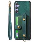 For Samsung Galaxy S25+ 5G Retro Cross Wristband Wallet Leather Back Phone Case(Green) - 2