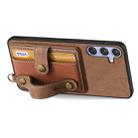 For Samsung Galaxy S25 Ultra 5G Retro Cross Wristband Wallet Leather Back Phone Case(Brown) - 3