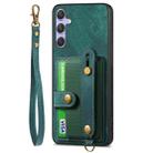 For Samsung Galaxy S25 Ultra 5G Retro Cross Wristband Wallet Leather Back Phone Case(Green) - 2