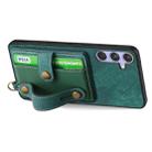 For Samsung Galaxy S25 Ultra 5G Retro Cross Wristband Wallet Leather Back Phone Case(Green) - 3