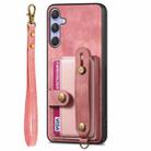 For Samsung Galaxy S25 Ultra 5G Retro Cross Wristband Wallet Leather Back Phone Case(Pink) - 2