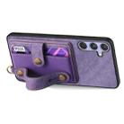 For Samsung Galaxy S25 Ultra 5G Retro Cross Wristband Wallet Leather Back Phone Case(Purple) - 3