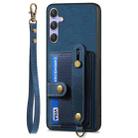 For Samsung Galaxy S25 Ultra 5G Retro Cross Wristband Wallet Leather Back Phone Case(Blue) - 2