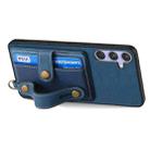 For Samsung Galaxy S25 Ultra 5G Retro Cross Wristband Wallet Leather Back Phone Case(Blue) - 3