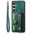 For Samsung Galaxy A56 5G Retro Cross Wristband Wallet Leather Back Phone Case(Green) - 2