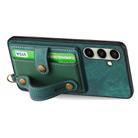 For Samsung Galaxy A56 5G Retro Cross Wristband Wallet Leather Back Phone Case(Green) - 3