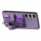 For Samsung Galaxy A56 5G Retro Cross Wristband Wallet Leather Back Phone Case(Purple) - 3