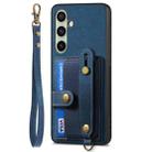 For Samsung Galaxy A56 5G Retro Cross Wristband Wallet Leather Back Phone Case(Blue) - 2