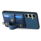For Samsung Galaxy A56 5G Retro Cross Wristband Wallet Leather Back Phone Case(Blue) - 3