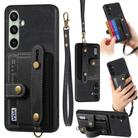 For Samsung Galaxy A56 5G Retro Cross Wristband Wallet Leather Back Phone Case(Black) - 1