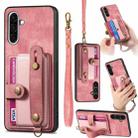 For Samsung Galaxy A36 Retro Cross Wristband Wallet Leather Back Phone Case(Pink) - 1