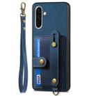 For Samsung Galaxy A36 Retro Cross Wristband Wallet Leather Back Phone Case(Blue) - 2