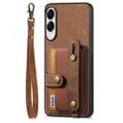 For Samsung Galaxy S25 Edge 5G Retro Cross Wristband Wallet Leather Back Phone Case(Brown) - 2
