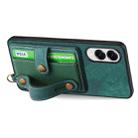 For Samsung Galaxy S25 Edge 5G Retro Cross Wristband Wallet Leather Back Phone Case(Green) - 3