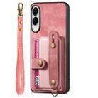 For Samsung Galaxy S25 Edge 5G Retro Cross Wristband Wallet Leather Back Phone Case(Pink) - 2
