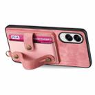 For Samsung Galaxy S25 Edge 5G Retro Cross Wristband Wallet Leather Back Phone Case(Pink) - 3