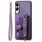 For Samsung Galaxy S25 Edge 5G Retro Cross Wristband Wallet Leather Back Phone Case(Purple) - 2