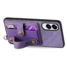 For Samsung Galaxy S25 Edge 5G Retro Cross Wristband Wallet Leather Back Phone Case(Purple) - 3