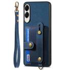 For Samsung Galaxy S25 Edge 5G Retro Cross Wristband Wallet Leather Back Phone Case(Blue) - 2