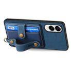 For Samsung Galaxy S25 Edge 5G Retro Cross Wristband Wallet Leather Back Phone Case(Blue) - 3