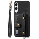 For Samsung Galaxy S25 Edge 5G Retro Cross Wristband Wallet Leather Back Phone Case(Black) - 2