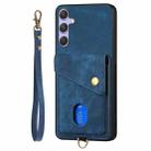 For Samsung Galaxy S25+ 5G Retro Card Wallet Fold Leather Phone Case with Strap(Blue) - 2