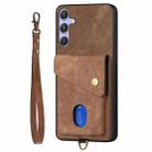 For Samsung Galaxy S25+ 5G Retro Card Wallet Fold Leather Phone Case with Strap(Brown) - 2