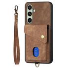 For Samsung Galaxy A56 5G Retro Card Wallet Fold Leather Phone Case with Strap(Brown) - 2