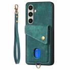 For Samsung Galaxy A56 5G Retro Card Wallet Fold Leather Phone Case with Strap(Green) - 2